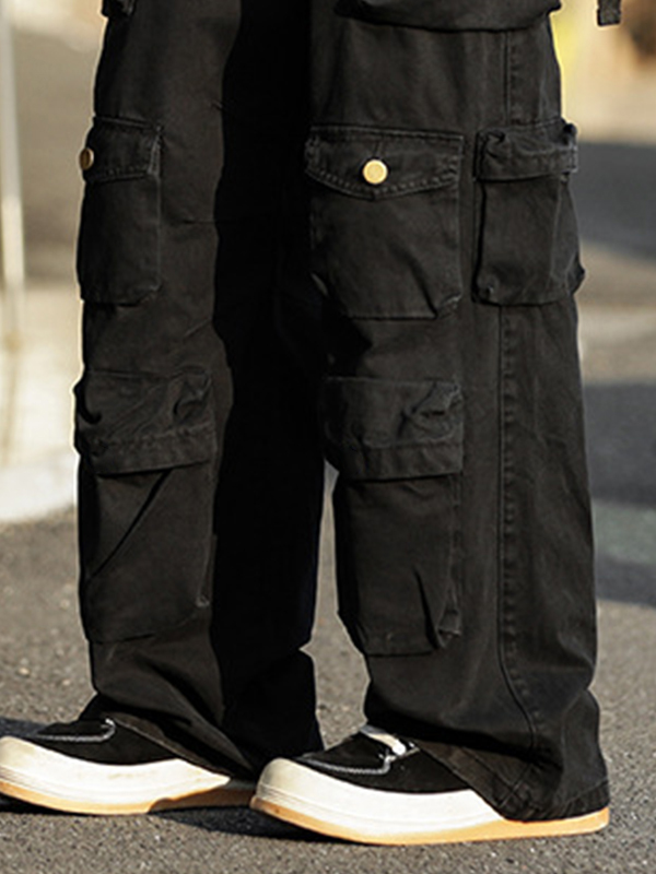 Pantalones cargo sueltos con bolsillo vintage para hombre-2