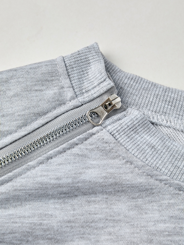 Sudadera con doble cremallera de color liso para hombre-3