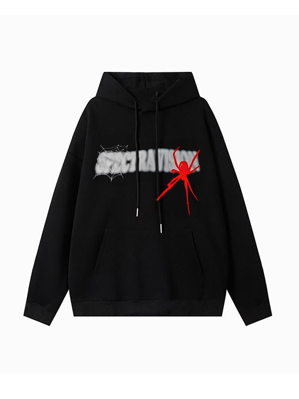 Sudadera con capucha extragrande con estampado de telaraña Hip Pop para hombre-1