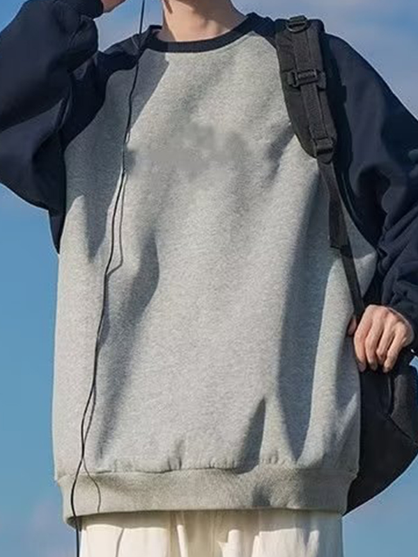 Camiseta de manga larga raglán de color en contraste para hombre-1