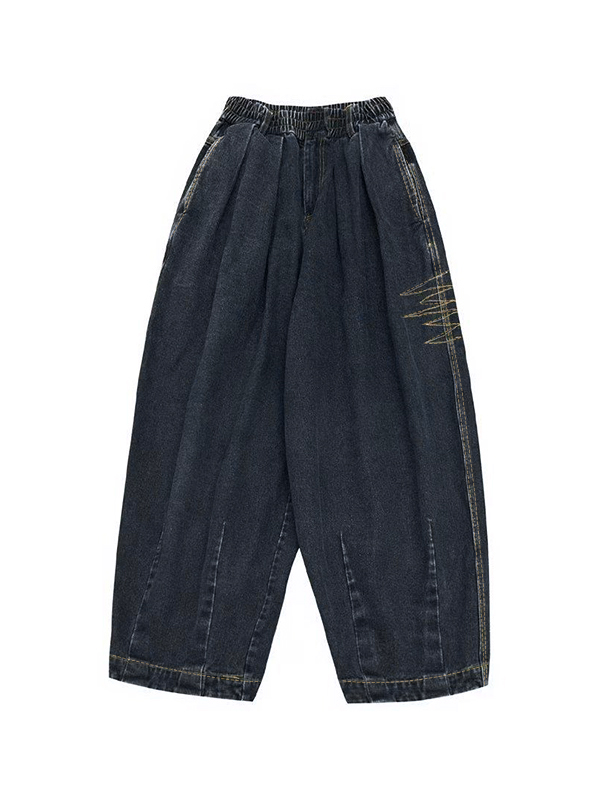 Pantalones anchos lavados con forma de linterna para hombre-3