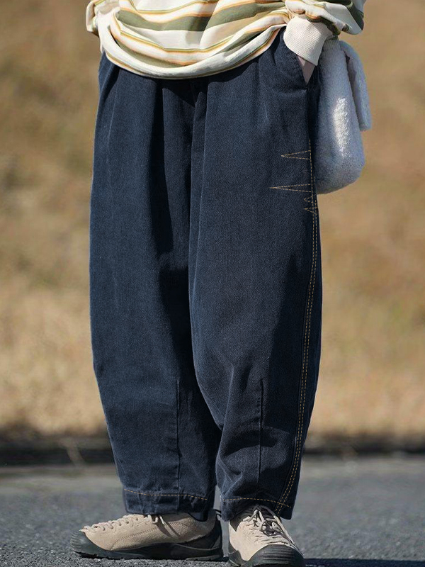 Pantalones anchos lavados con forma de linterna para hombre-1