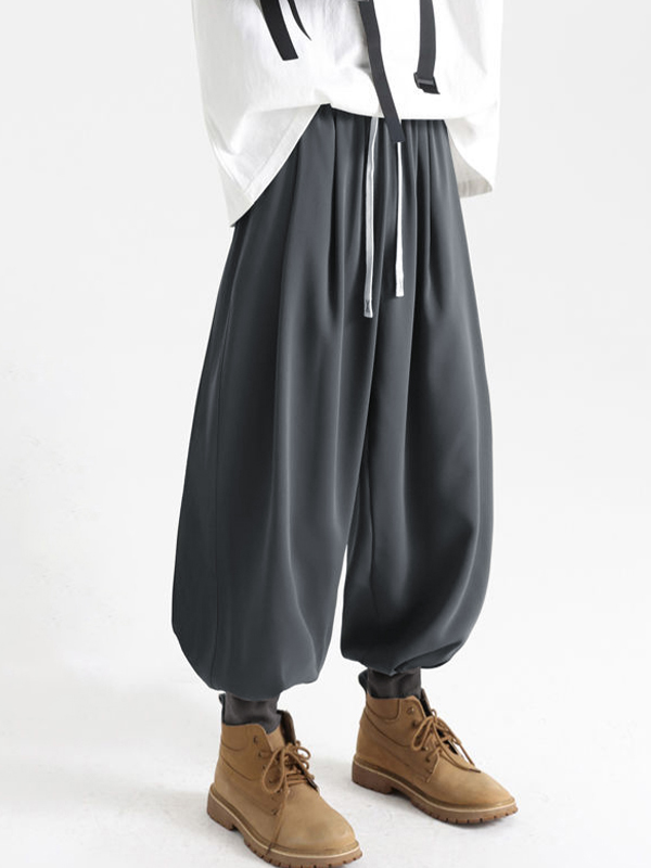 Pantalones deportivos con pies atados sólidos para hombre-2