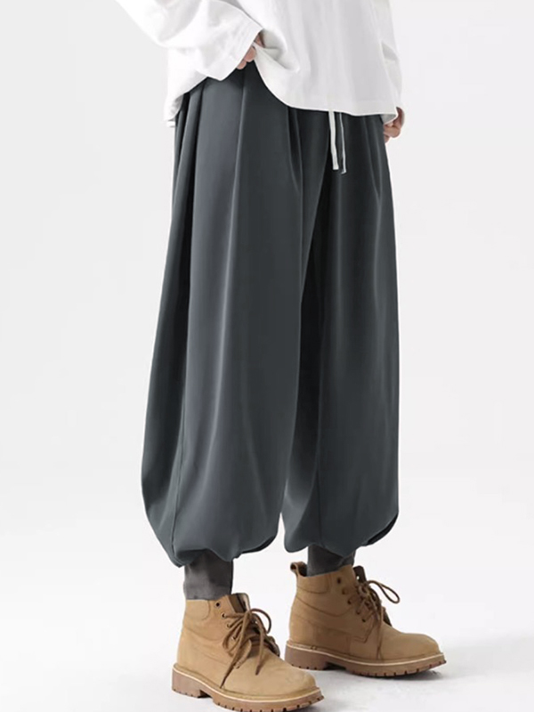 Pantalones deportivos con pies atados sólidos para hombre-3
