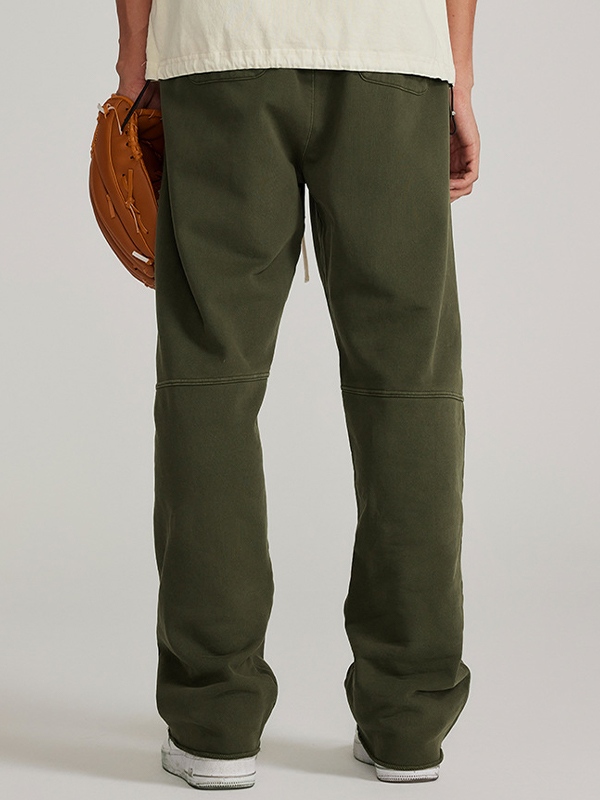 Pantalones de pierna recta con cordón de color sólido para hombre-1