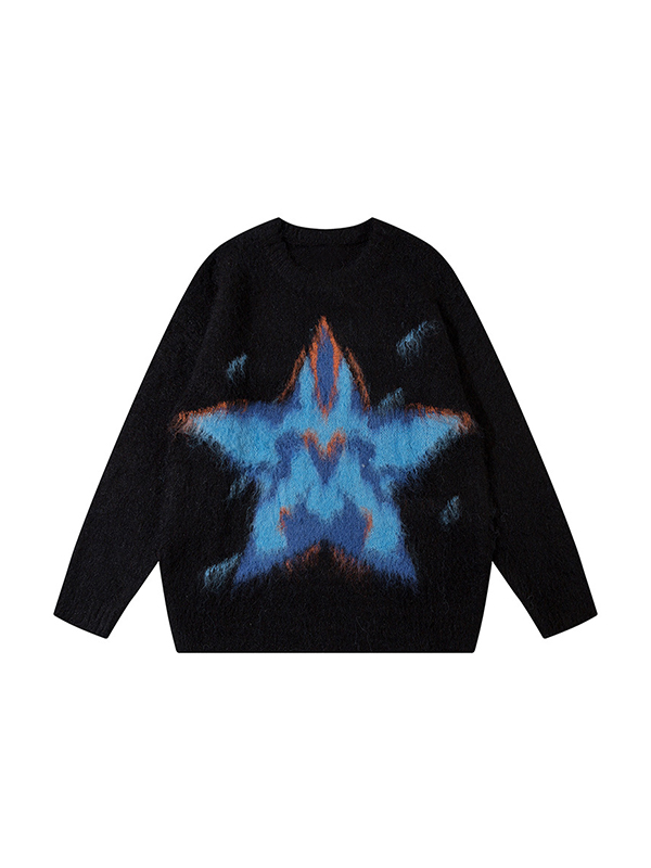 Jersey de hombre con cuello redondo y jacquard Star Graffiti-4