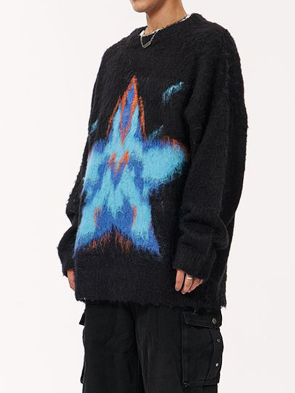 Jersey de hombre con cuello redondo y jacquard Star Graffiti-1