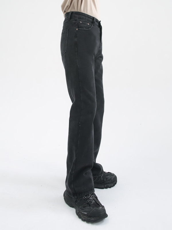Jeans sueltos adelgazantes de pierna ancha ligeramente acampanados para hombre que combinan con todo-3
