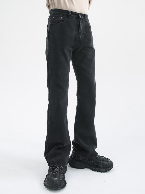 Jeans sueltos adelgazantes de pierna ancha ligeramente acampanados para hombre que combinan con todo-2