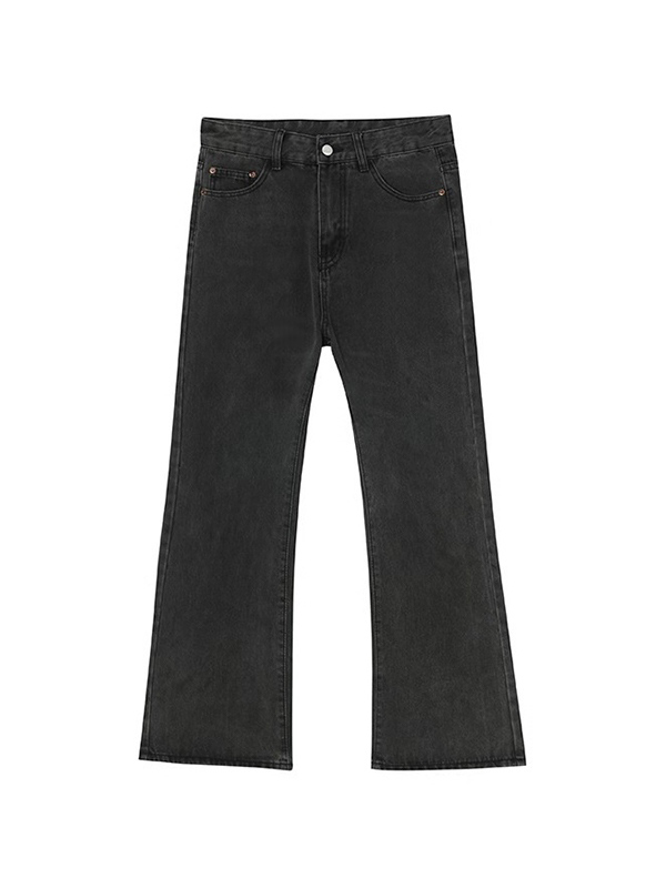 Jeans sueltos adelgazantes de pierna ancha ligeramente acampanados para hombre que combinan con todo-5