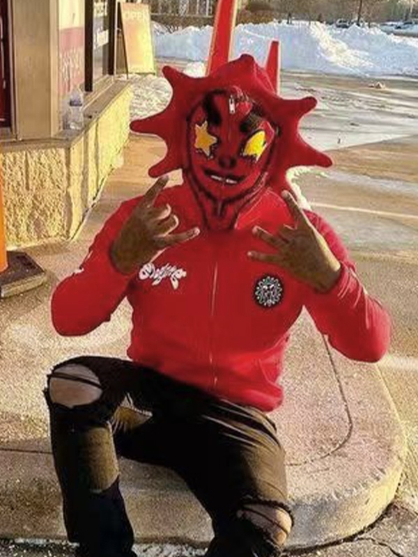 Sudadera extragrande con cremallera y estampado divertido para hombre-2
