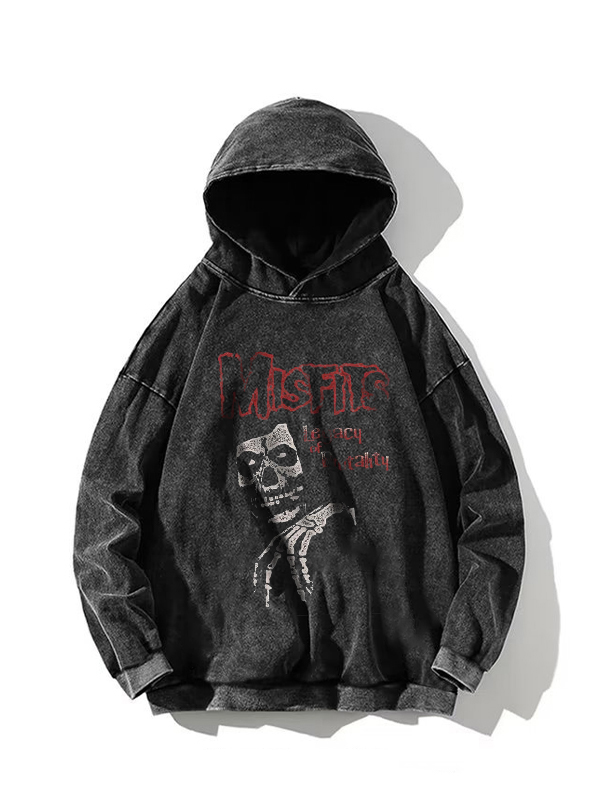 Sudadera con capucha extragrande con estampado de calavera desgastada para hombre-2