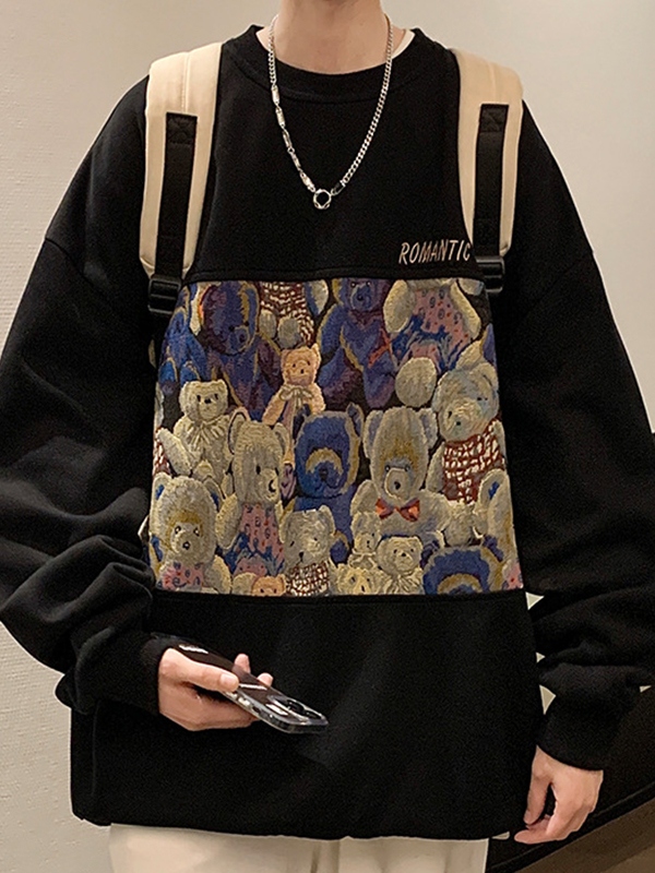 Sudadera con estampado de oso para hombre-1