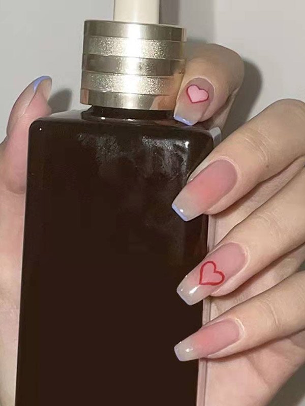 24 uñas con diseño de corazón dulce.-3