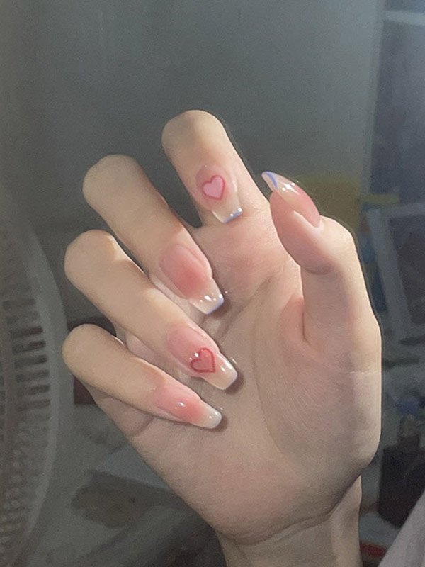 24 uñas con diseño de corazón dulce.-2
