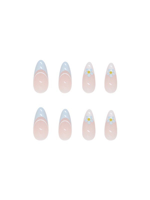 24 uñas bonitas con diseño floral.-3