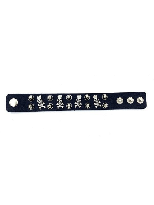 Brazalete de piel sintética gruesa con adornos de metal-1