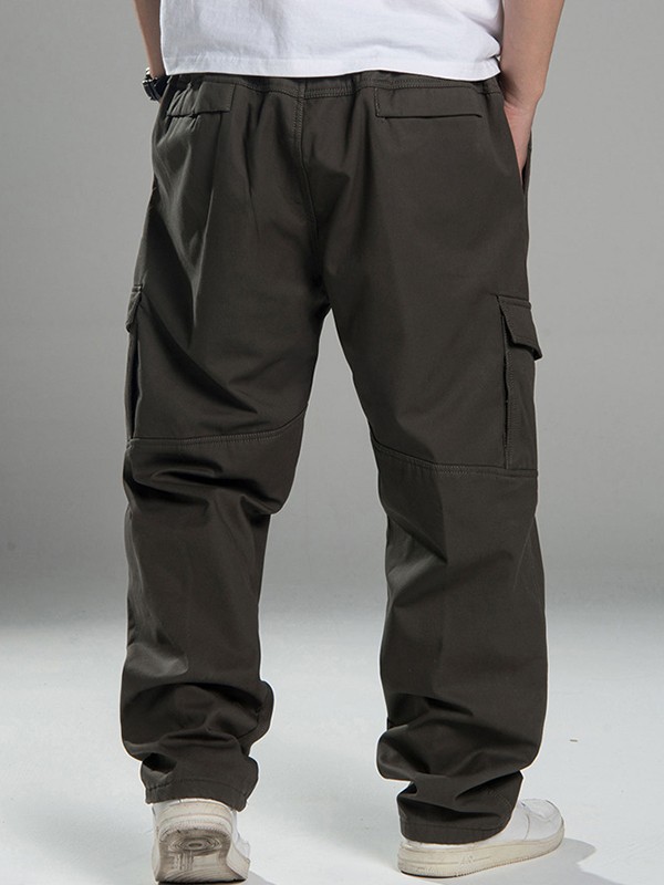 Pantalones cargo casuales con forro polar para hombre-2