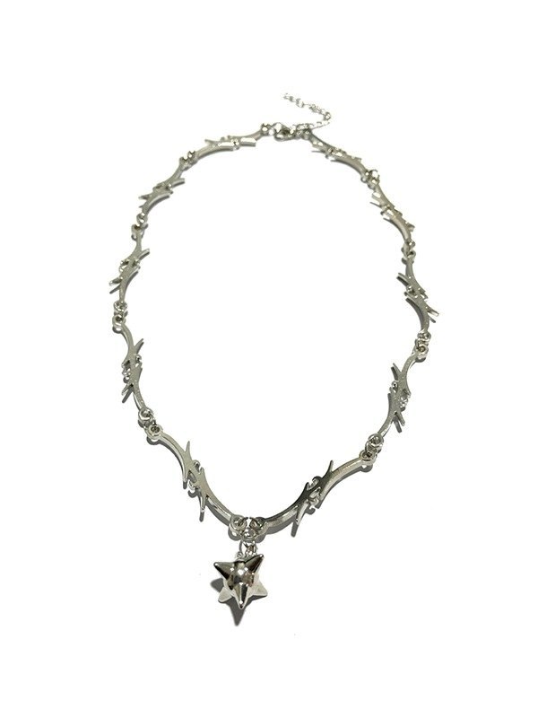 Collar de plata con decoración de espinas punk-1