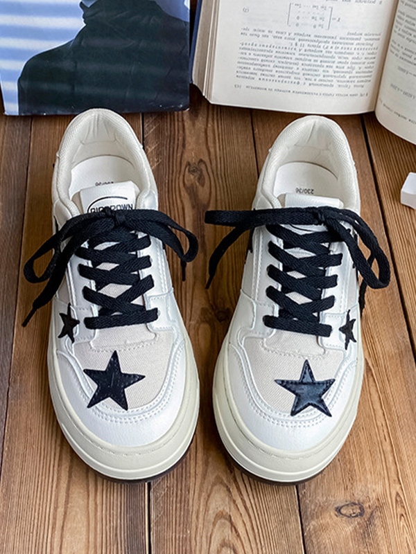 Zapatos Color Contraste Patchwork Estrellas-2